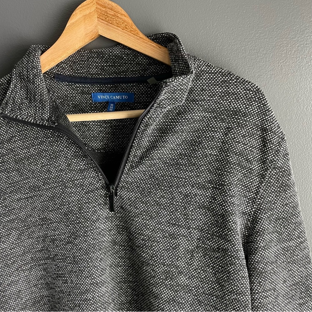 Vince Camuto Quarter Zip Black and White Performance Pullover - Picture 6 of 6